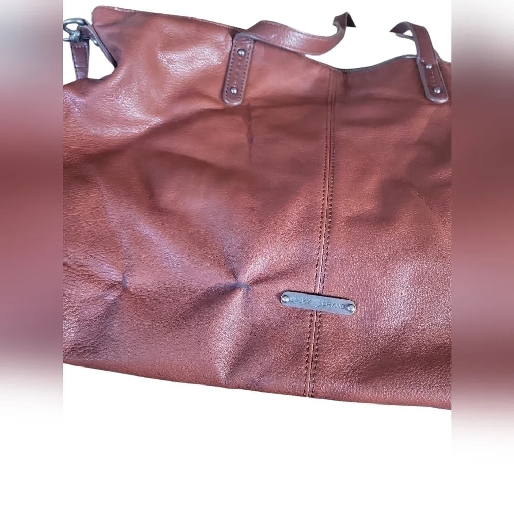 Lucky Brand Brown Leather Dixie Crossbody Tote Hobo Shoulder Bag